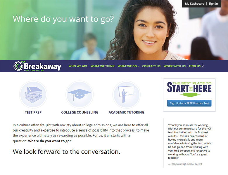 BreakawayPrep.com: Web Design/Development